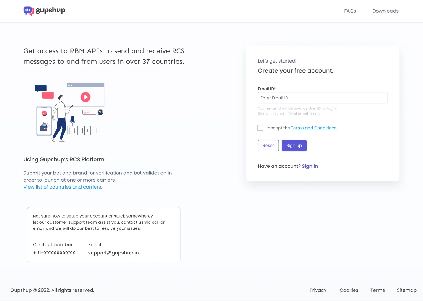 The signup screen with a clear value proposition and a minimal account creation form.