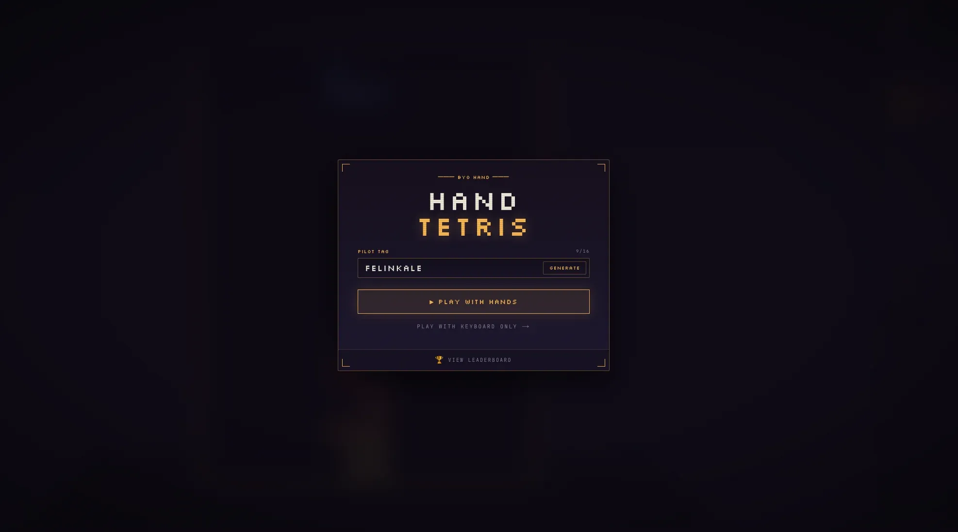 Hand Tetris: Playing Tetris With Just Your Hands